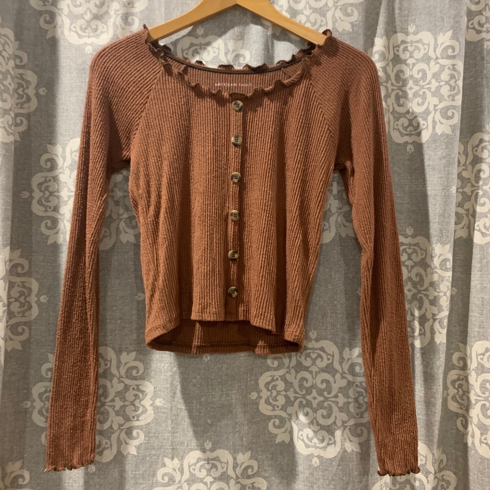 American Eagle off the shoulder with buttons Top